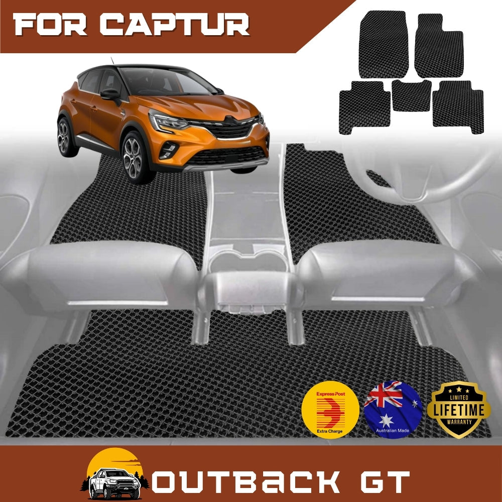6D Diamond Car Floor Mats for Renault CAPTUR (JB/JE)2019-Current Full Set | Heavy Duty Carpet Liner