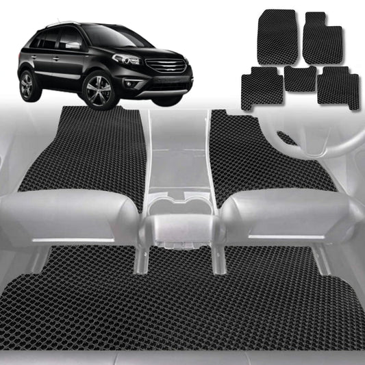 6D Diamond Car Floor Mats for Renault KOLEOS 2016-Current-Full Set-Black-Outback GT