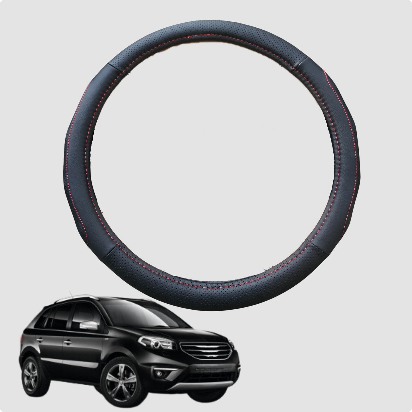 Steering Wheel Cover for Renault KOLEOS 2016-Current 38CM Leather | Circle