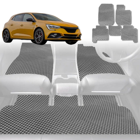 6D Diamond Car Floor Mats for Renault Megane R.S.2017-Current-Full Set-Grey-Outback GT