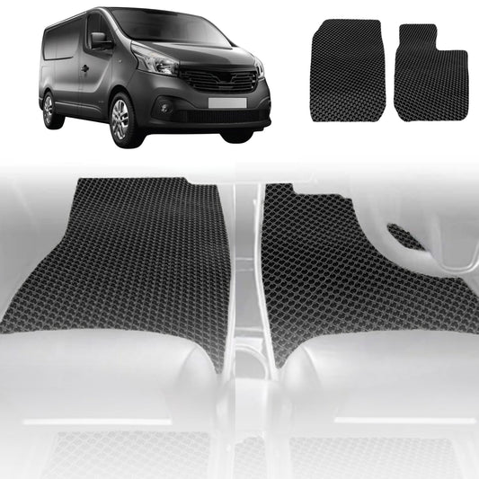 6D Diamond Car Floor Mats for Renault Master Van 2010-Current-Front Set-Black-Outback GT