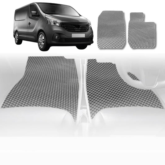 6D Diamond Car Floor Mats for Renault Trafic 2014-Current-Front Set-Grey-Outback GT