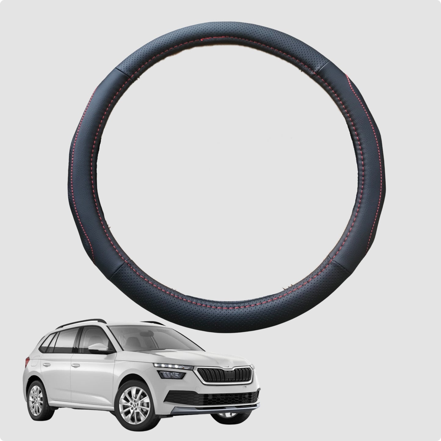 Steering Wheel Cover for Skoda Kamiq 2019-Current 38CM Leather | Circle