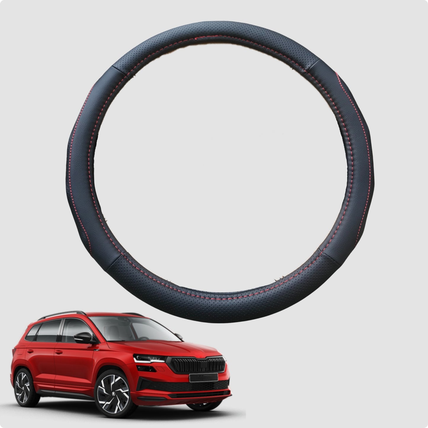 Steering Wheel Cover for Skoda Karoq 2017-Current 38CM Leather | Circle