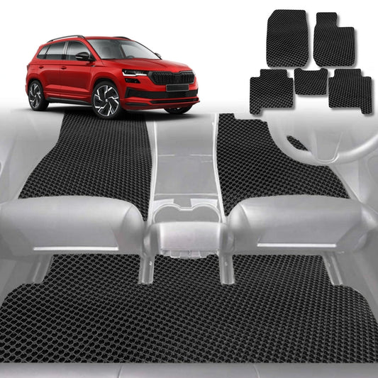 6D Diamond Car Floor Mats for Skoda Karoq 2017-Current-Full Set-Black-Outback GT