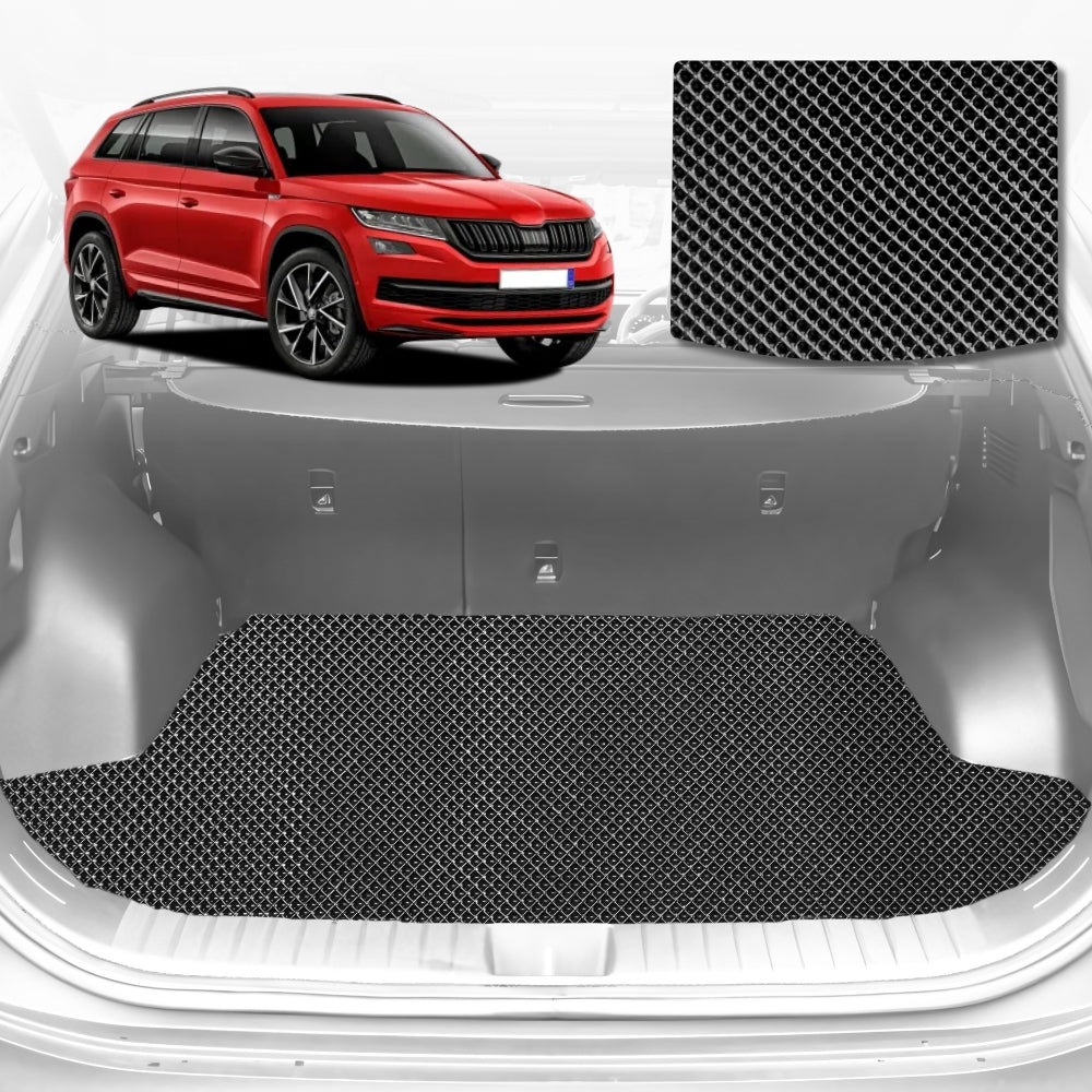 6D Diamond Car Boot Mat for Skoda Kodiaq NS2017-Current-(3rd Row seats up/7 seater)-Cargo Mat-Black-Outback GT
