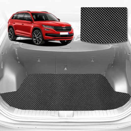 6D Diamond Car Boot Mat for Skoda Kodiaq NS2017-Current-(3rd Row folded/5 seater)-Cargo Mat-Black-Outback GT