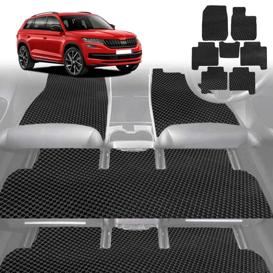 6D Diamond Car Floor Mats for Skoda Kodiaq 2017-Current-Ultimate Set-Black-Outback GT