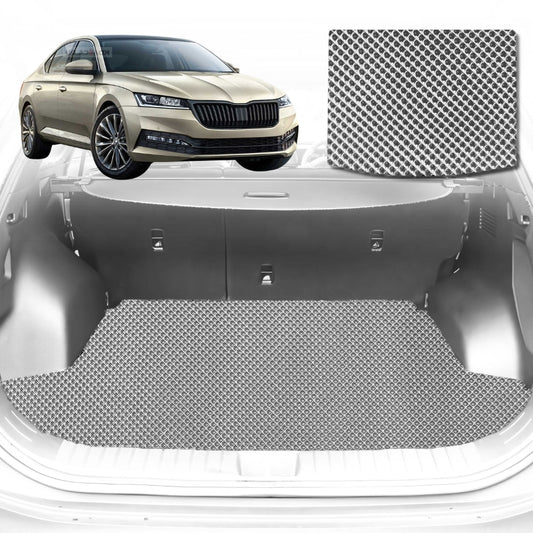 6D Diamond Car Boot Mat for Skoda Octavia NE2013-2020-Sedan-Cargo Mat-Grey-Outback GT