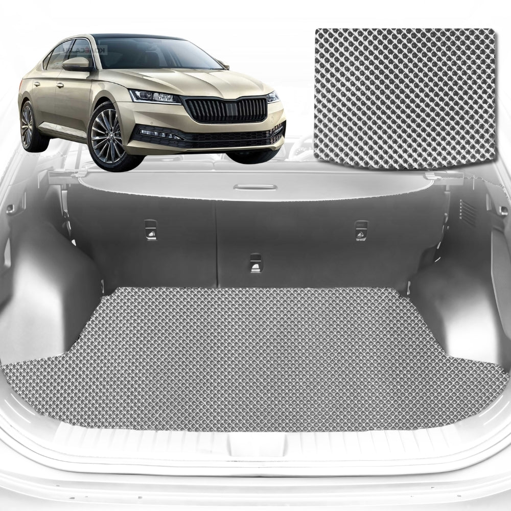 6D Diamond Car Boot Mat for Skoda Octavia NE2013-2020-Wagon-Cargo Mat-Grey-Outback GT