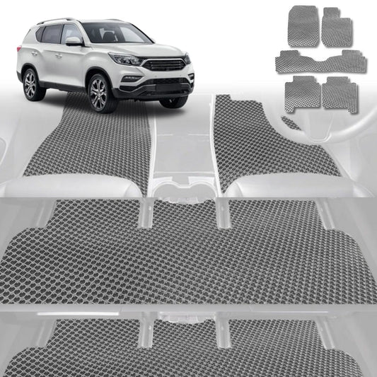 6D Diamond Car Floor Mats for SsangYong Rexton 2017-Current-Ultimate Set-Grey-Outback GT