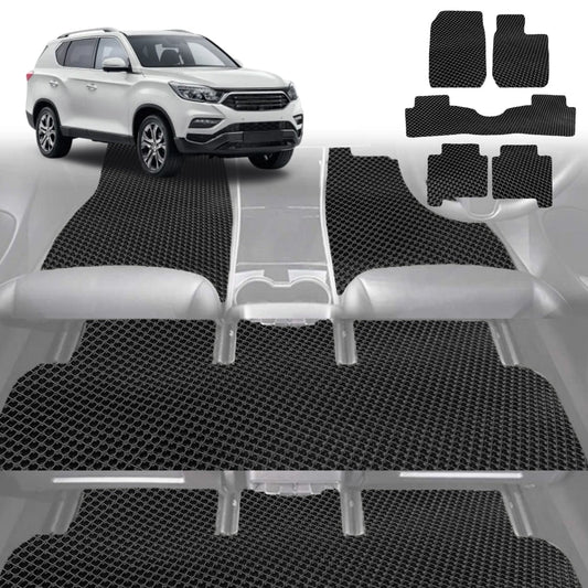 6D Diamond Car Floor Mats for SsangYong Rexton 2017-Current-Ultimate Set-Black-Outback GT