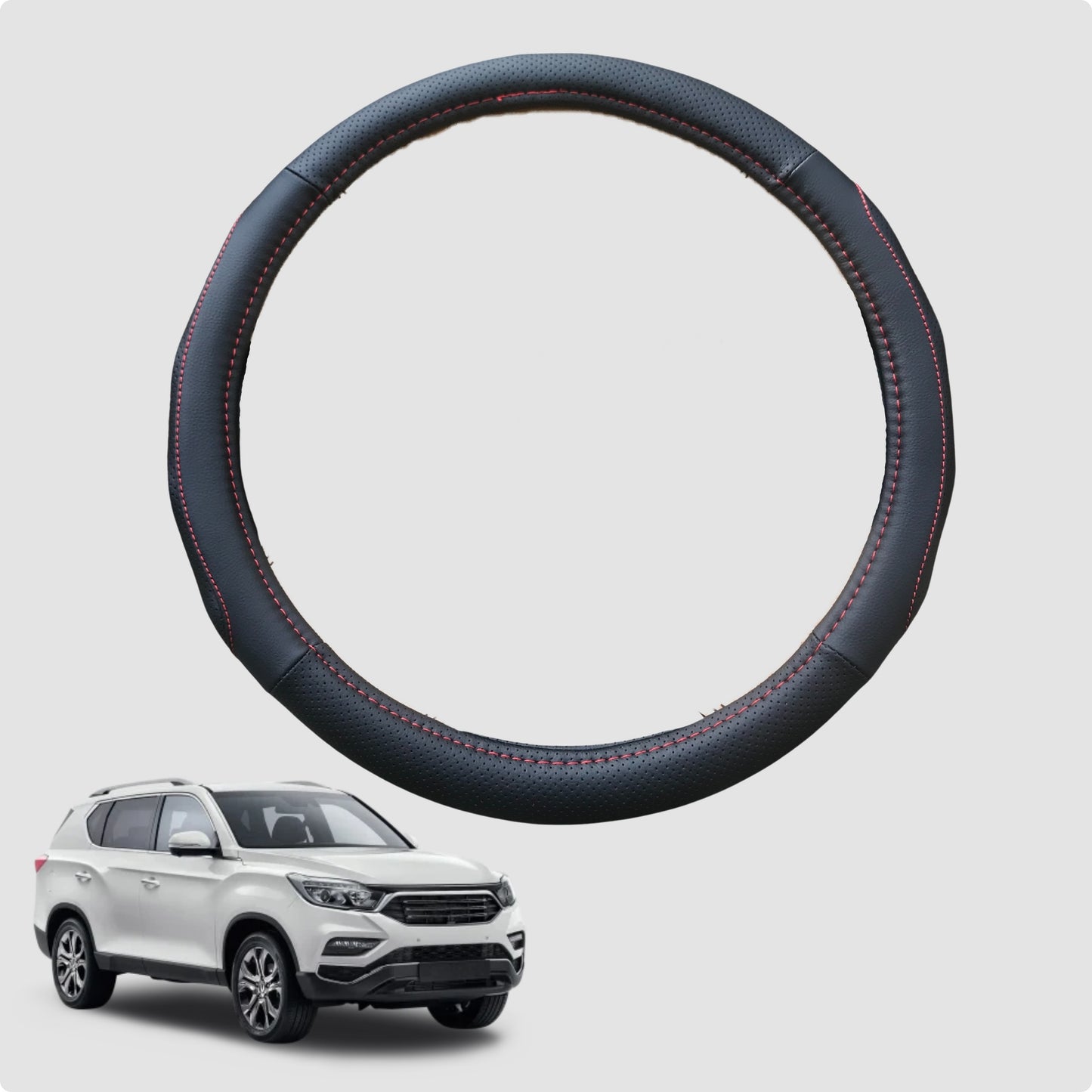 Steering Wheel Cover for SsangYong Rexton 2017-Current 38CM Leather | Circle