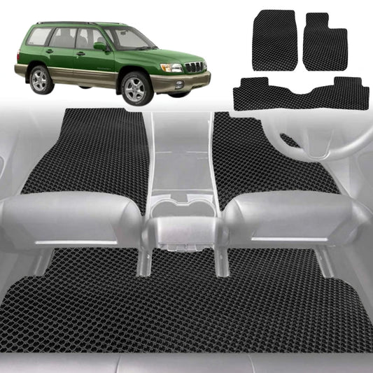 6D Diamond Car Floor Mats for Subaru Forester 2002-2008-Full Set-Black-Outback GT