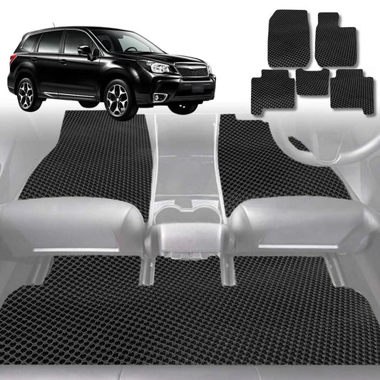 6D Diamond Car Floor Mats for Subaru Forester 2013-2018-Full Set-Black-Outback GT