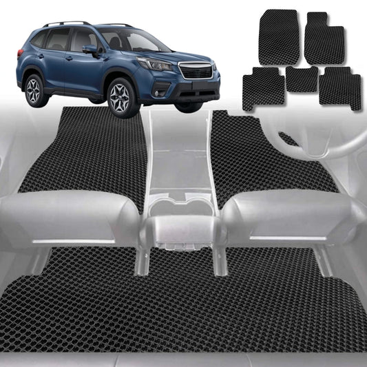 6D Diamond Car Floor Mats for Subaru Forester 2018-Current-Full Set-Black-Outback GT