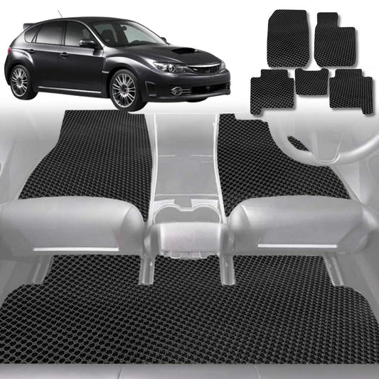 6D Diamond Car Floor Mats for Subaru Impreza 2007-2011-Full Set-Black-Outback GT