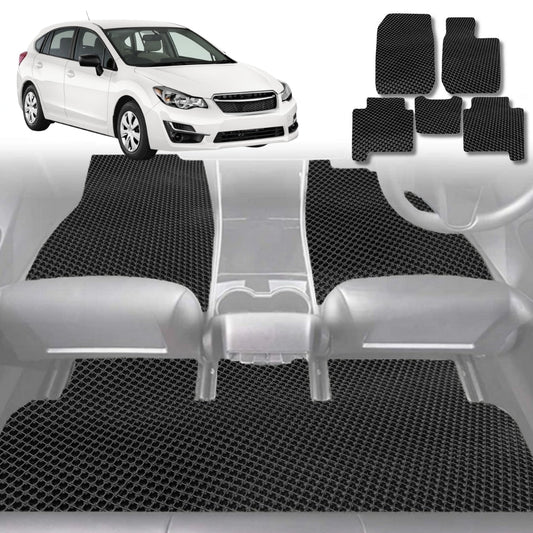 6D Diamond Car Floor Mats for Subaru Impreza 2011-2016-Full Set-Black-Outback GT