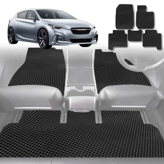6D Diamond Car Floor Mats for Subaru Impreza 2016-Current-Full Set-Black-Outback GT