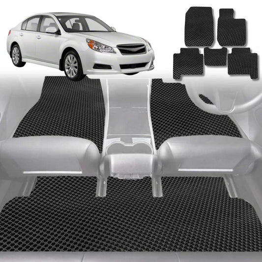 6D Diamond Car Floor Mats for Subaru Liberty 2009-2014-Full Set-Black-Outback GT