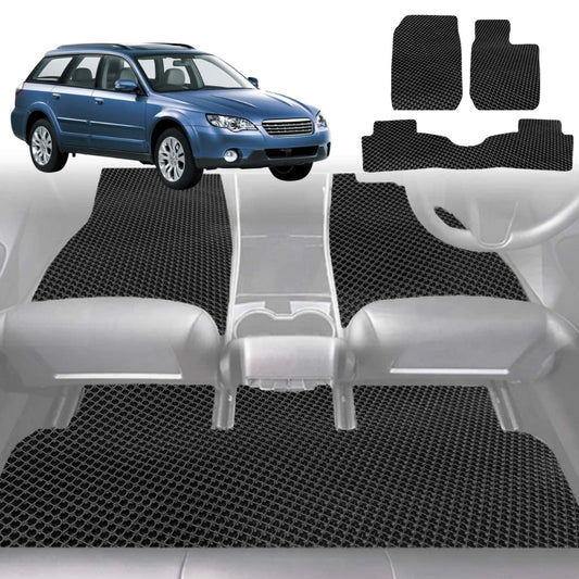 6D Diamond Car Floor Mats for Subaru Outback 2003-2009-Full Set-Black-Outback GT