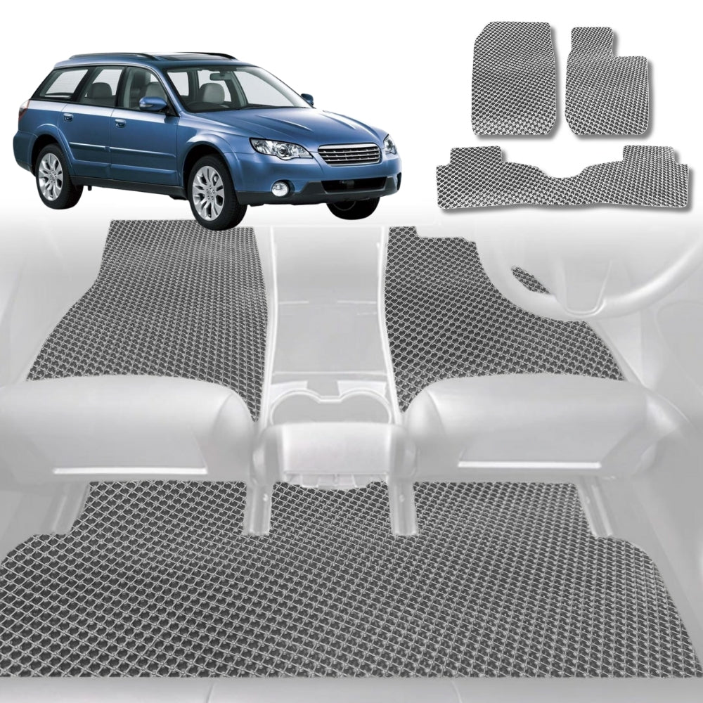 6D Diamond Car Floor Mats for Subaru Outback 2003-2009-Full Set-Grey-Outback GT