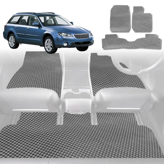 6D Diamond Car Floor Mats for Subaru Outback 2003-2009-Full Set-Grey-Outback GT