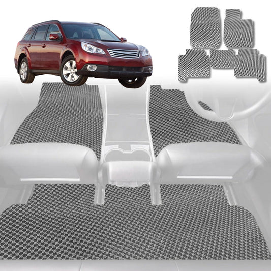 6D Diamond Car Floor Mats for Subaru Outback 2009-2014-Full Set-Grey-Outback GT