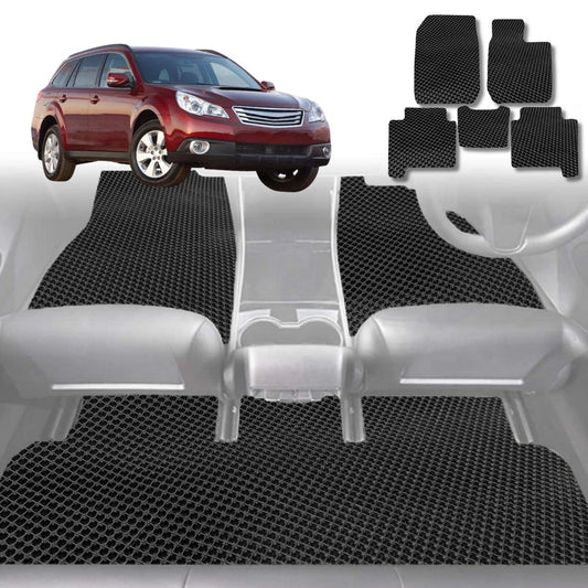 6D Diamond Car Floor Mats for Subaru Outback 2009-2014-Full Set-Black-Outback GT
