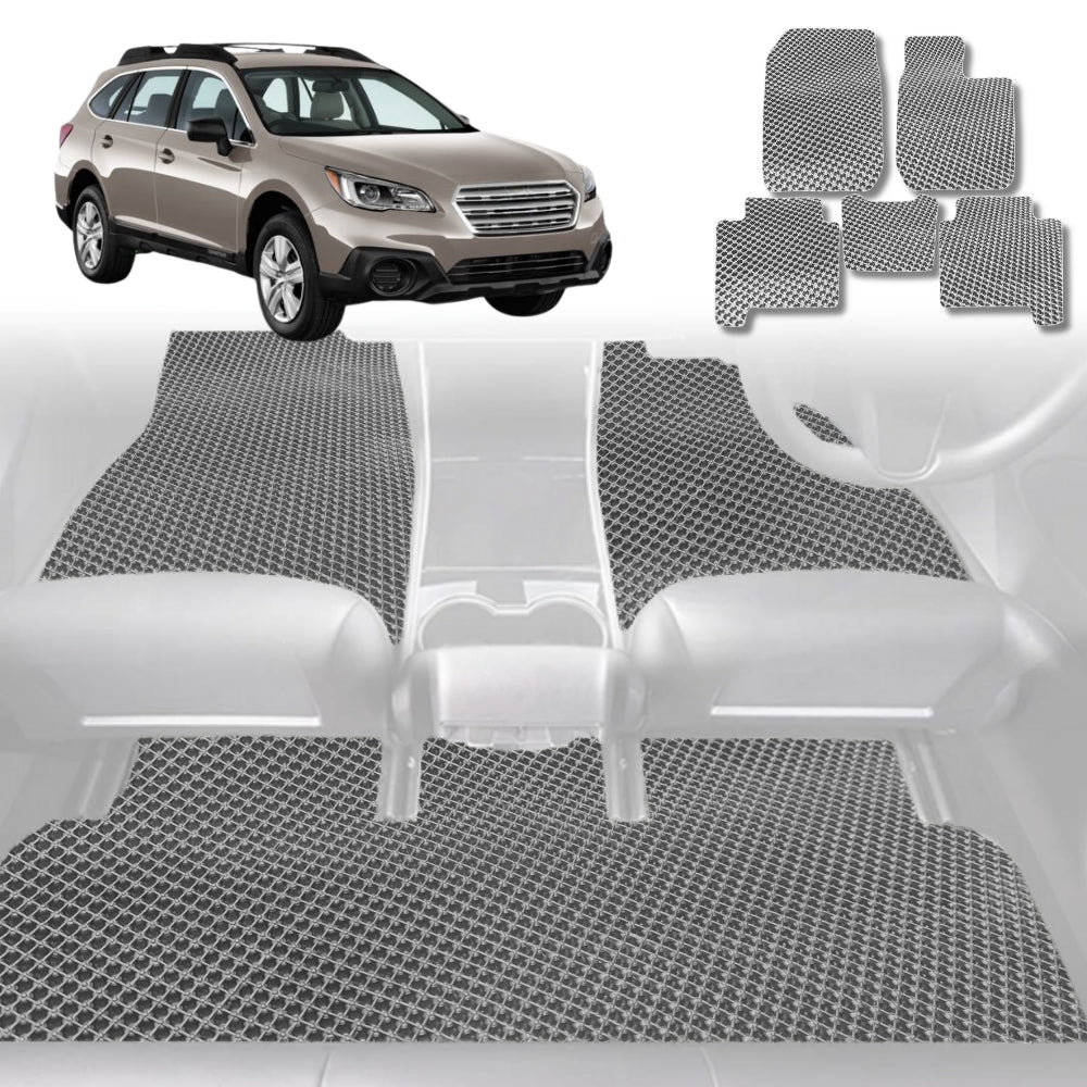 6D Diamond Car Floor Mats for Subaru Outback 2015-2021-Full Set-Grey-Outback GT