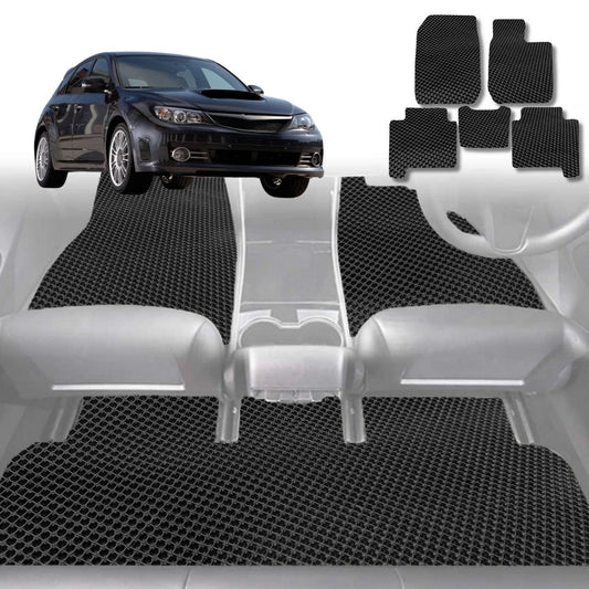 6D Diamond Car Floor Mats for Subaru WRX 2008-2014-Full Set-Black-Outback GT