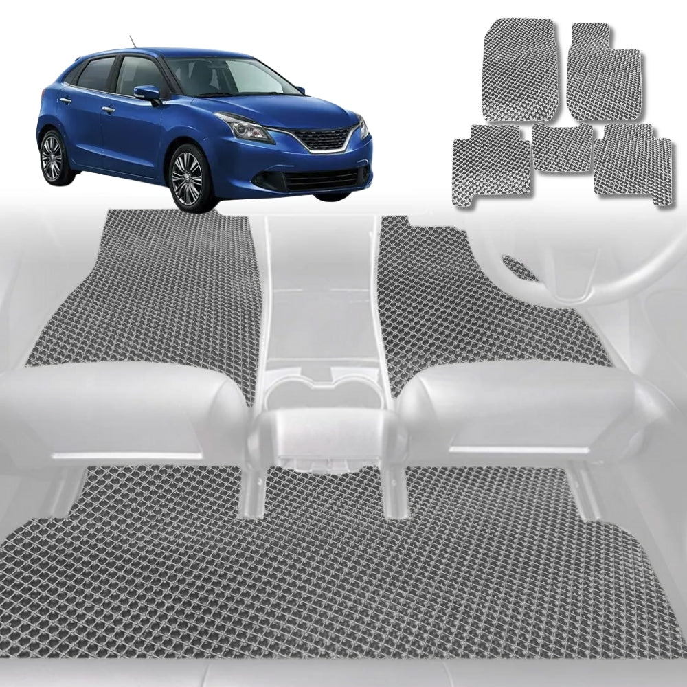6D Diamond Car Floor Mats for Suzuki Baleno 2015-Current-Full Set-Grey-Outback GT