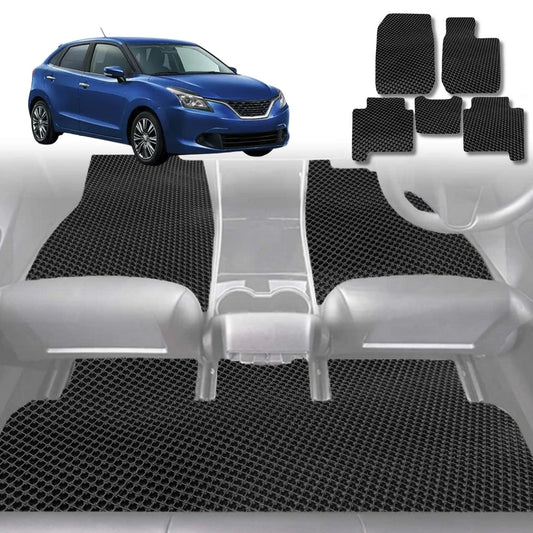 6D Diamond Car Floor Mats for Suzuki Baleno 2015-Current-Full Set-Black-Outback GT