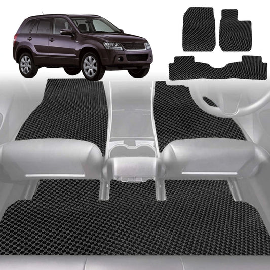 6D Diamond Car Floor Mats for Suzuki Grand Vitara 2005-2015-Full Set-Black-Outback GT