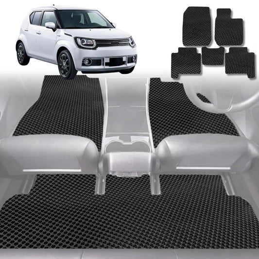 6D Diamond Car Floor Mats for Suzuki Ignis 2016-Current-Full Set-Black-Outback GT