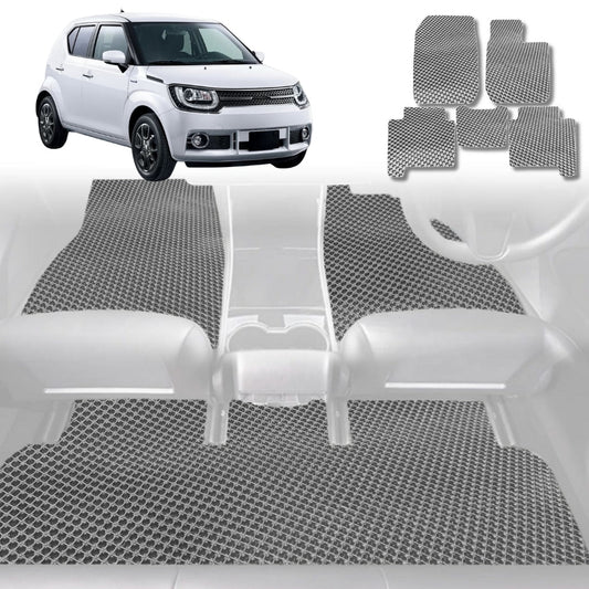 6D Diamond Car Floor Mats for Suzuki Ignis 2016-Current-Full Set-Grey-Outback GT