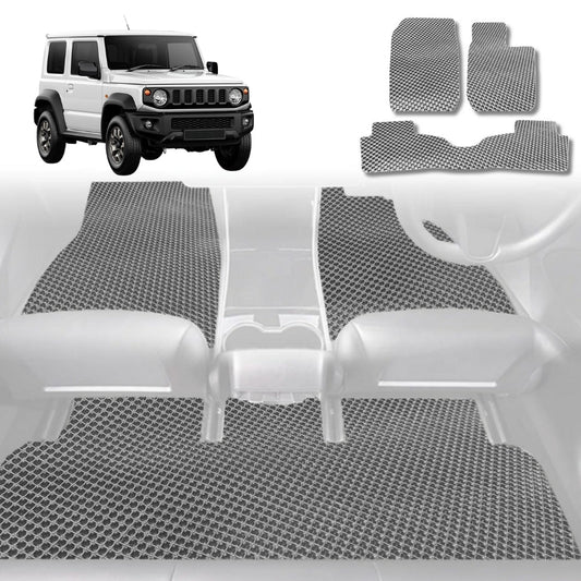 6D Diamond Car Floor Mats for Suzuki Jimny 1998-2018-Full Set-Grey-Outback GT