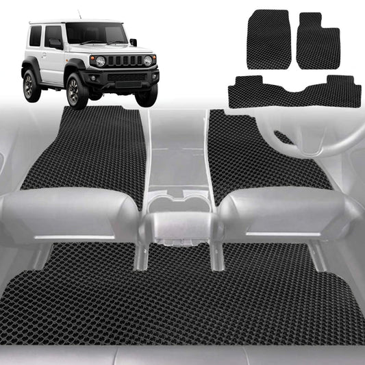 6D Diamond Car Floor Mats for Suzuki Jimny 1998-2018-Full Set-Black-Outback GT
