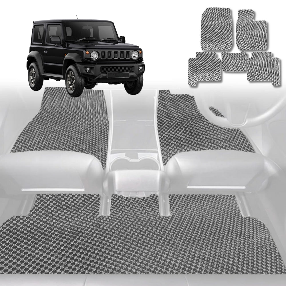 6D Diamond Car Floor Mats for Suzuki Jimny 2018-Current Manual-Full Set-Grey-Outback GT