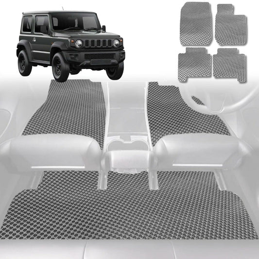 6D Diamond Car Floor Mats for Suzuki Jimny 2018-Current Auto-Full Set-Grey-Outback GT