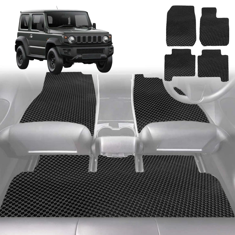 6D Diamond Car Floor Mats for Suzuki Jimny 2018-Current Manual-Full Set-Black-Outback GT