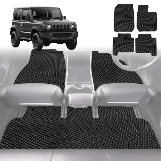 6D Diamond Car Floor Mats for Suzuki Jimny 2018-Current Manual-Full Set-Black-Outback GT