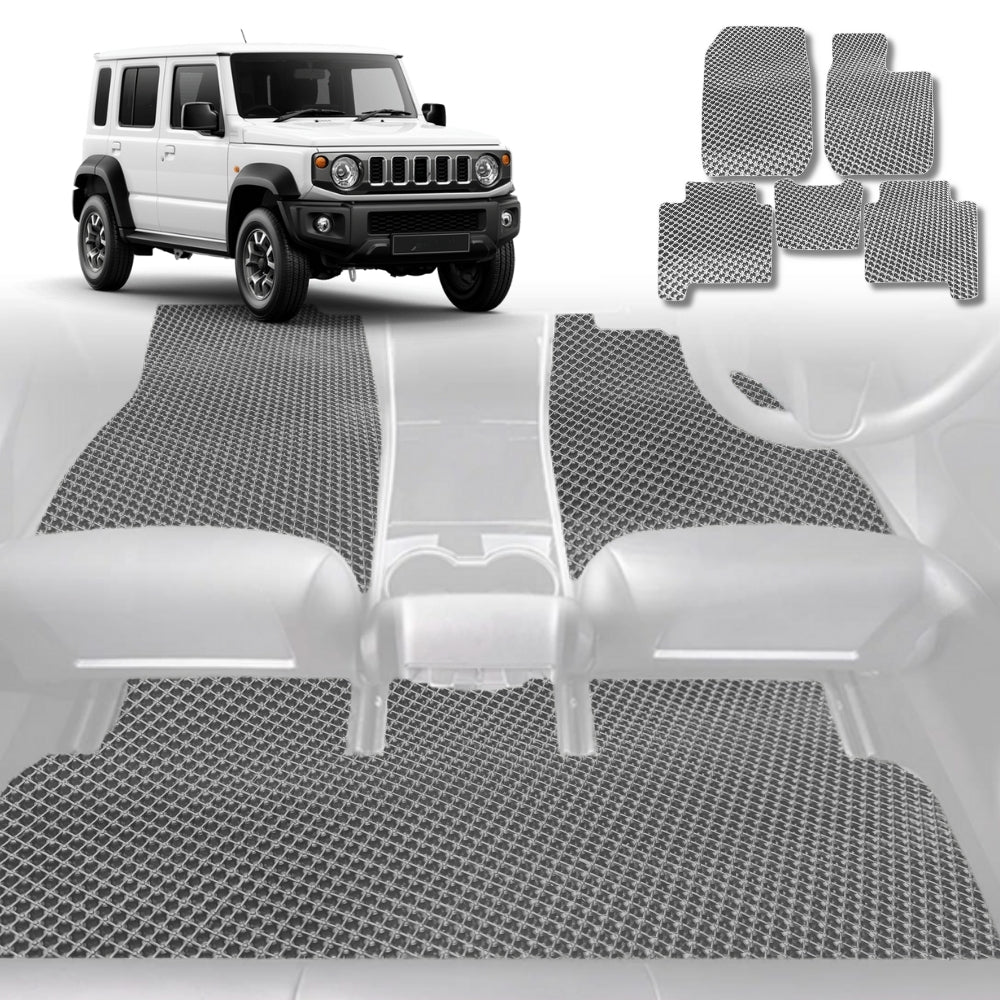 6D Diamond Car Floor Mats for Suzuki Jimny XL 2023-Current-Full Set-Grey-Outback GT
