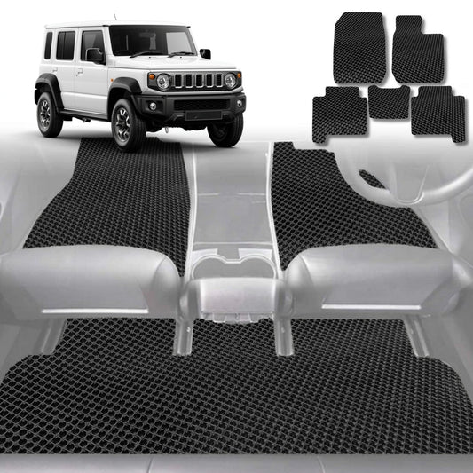 6D Diamond Car Floor Mats for Suzuki Jimny XL Manual 2023-Current-Full Set-Black-Outback GT