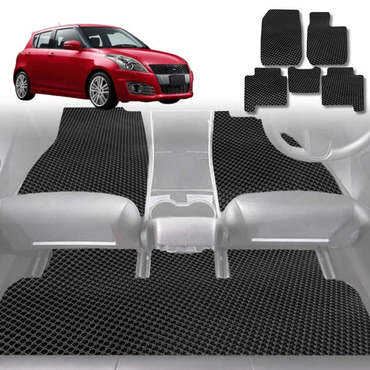 6D Diamond Car Floor Mats for Suzuki Swift 2011-2017-Full Set-Black-Outback GT