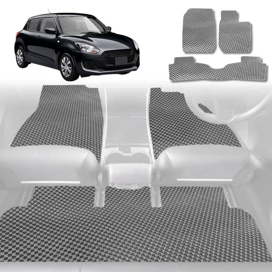 6D Diamond Car Floor Mats for Suzuki Swift 2017-Current-Full Set-Grey-Outback GT