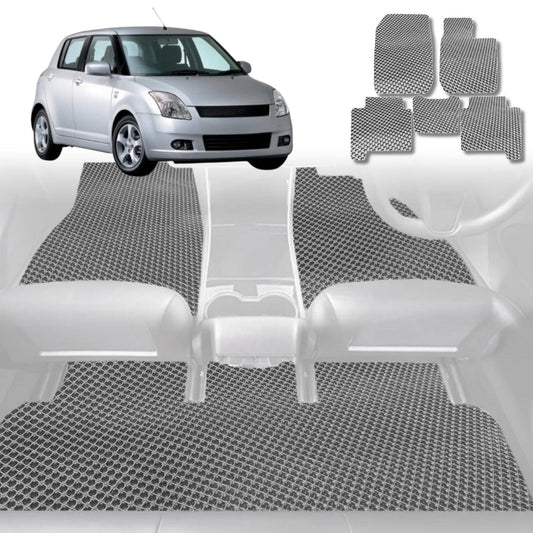 6D Diamond Car Floor Mats for Suzuki Swift Auto2004-2010-Full Set-Grey-Outback GT