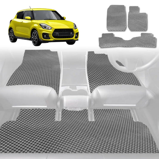 6D Diamond Car Floor Mats for Suzuki Swift Sport 2017-Current-Full Set-Grey-Outback GT