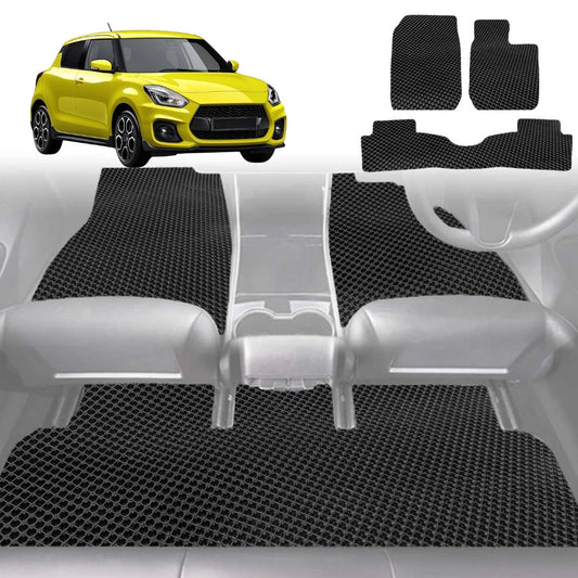 6D Diamond Car Floor Mats for Suzuki Swift Sport 2017-Current-Full Set-Black-Outback GT