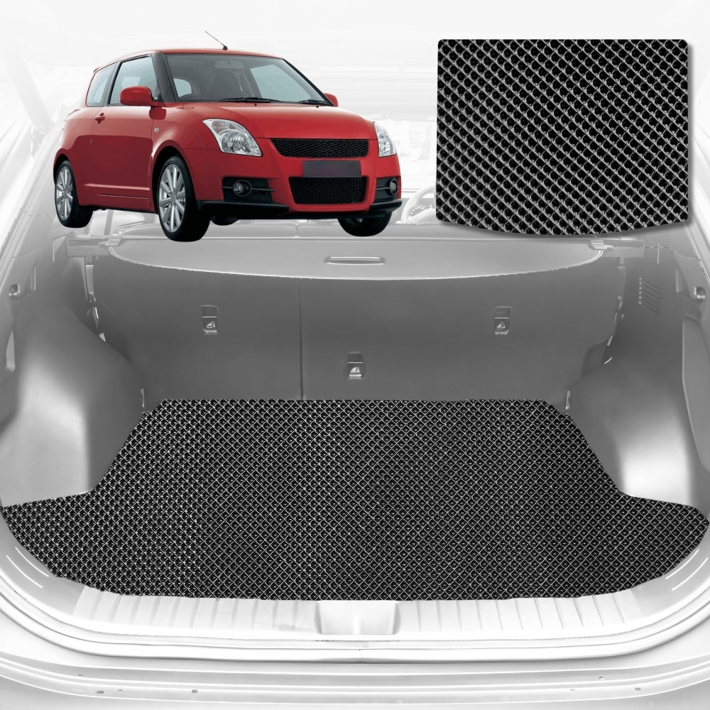 6D Diamond Car Boot Mat for Suzuki Swift Sport RS, FZ2005-2012-Hatch-Cargo Mat-Black-Outback GT
